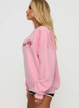 Princess Polly Classic Crew Neck Sweatshirt Bubble Text Pink