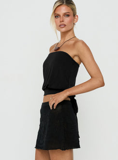 Wryn Bandeau Blouson Top mit Bindedetail Schwarz