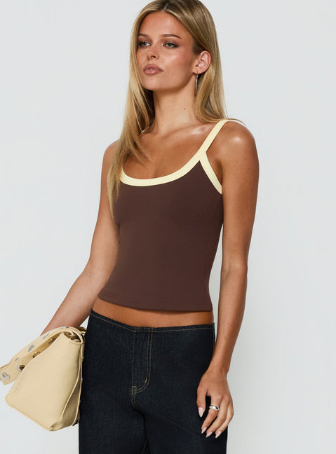 Kasper Cinched Longline Tanktop Espresso / Butter