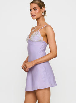 Hintz Satin Mini Dress Lilac