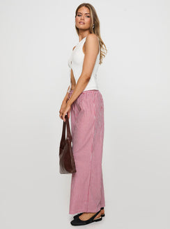 Holiday Tie Front Pants Red/White Stripe