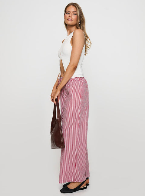 Holiday Tie Front Pants Red/White Stripe