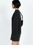 side view of model wearing Princess Polly Cheyenne Knit Sweater Dress Black High Neck 