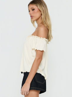 Stars Hollow Babydoll Off Shoulder Top Cream