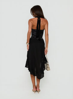 Idolina Frill Asymmetrical Midirock Schwarz
