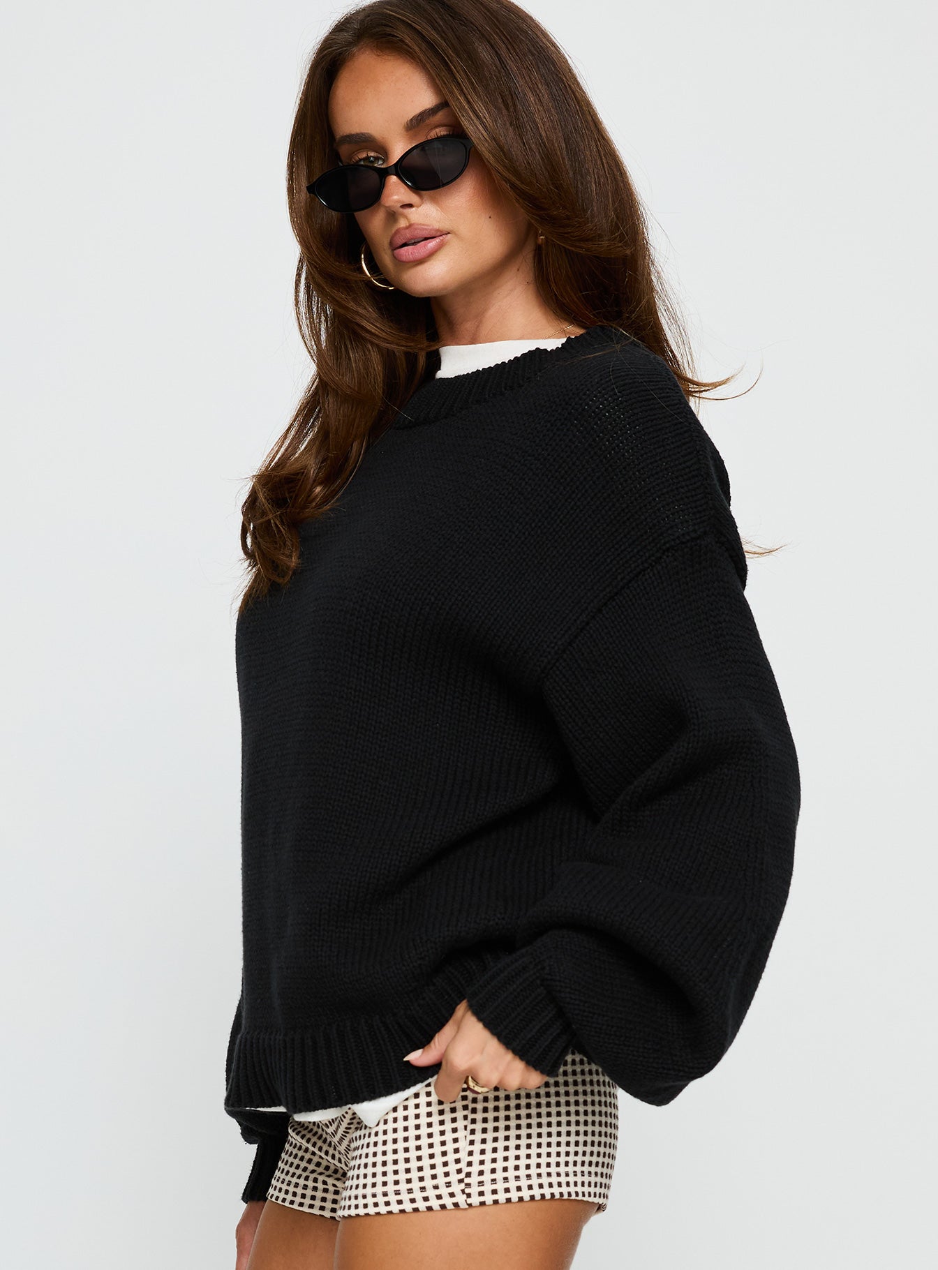 Harmony Balloon Sleeve Knit Sweater Black