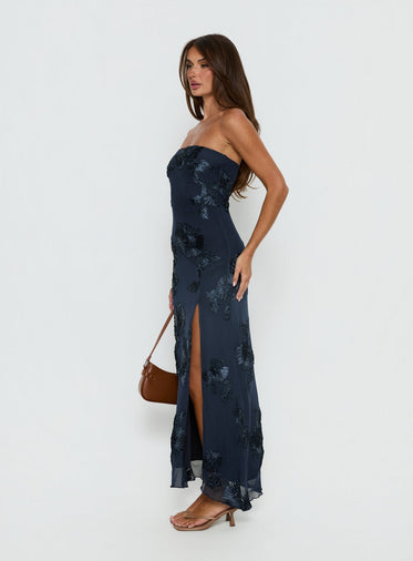 strapless open back dress Dasha Mini Dress Navy