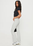 side view of model wearing Princess Polly Norment Rib Pants Grey Mid Rise 