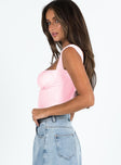 Crop top Fixed shoulder straps Ruched bust Good stretch Lined bust