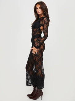 product Princess Polly High Neck  Sethi Long Sleeve Lace Maxi Dress Black