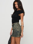 Denim shorts High rise, five pocket design, branded patch at back, belt looped waist, zip and button fastening Non-stretch, unlined Princess Polly Lower Impact 