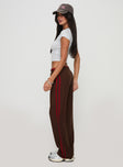 back view of model wearing Princess Polly Maranie Pants Brown / Red Low Rise Pants 