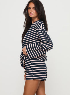 Olive Branch Set Navy / Pink Stripe