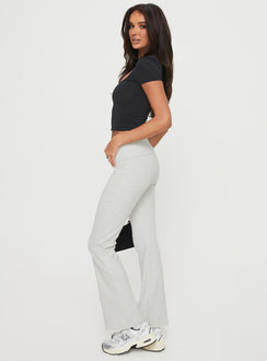 side view of model wearing Princess Polly Norment Rib Pants Grey Tall 