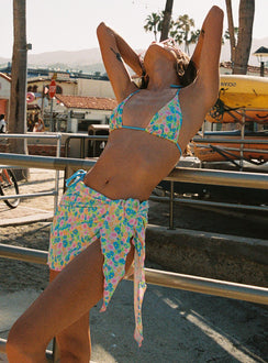 Sarong Floral print Adjustable tie side Lettuce edge hem