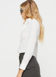 Long sleeve shirt Classic collar, sheer material, utton fastening down front  Non-stretch, unlined 