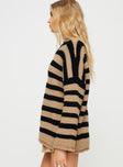 March Striped Sweater Brown / Black Princess Polly  long 