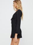 Princess Polly Plunger  Bareena Long Sleeve Mini Dress Black