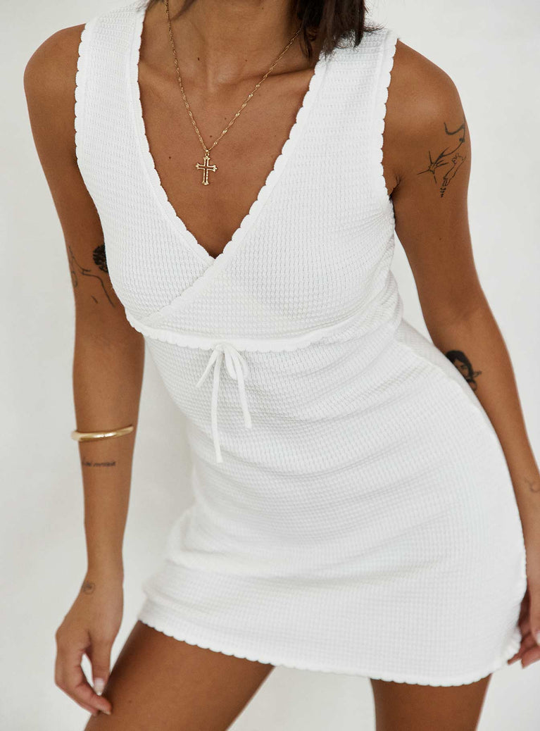 Princess Polly V-Neck  Bernier Mini Dress White