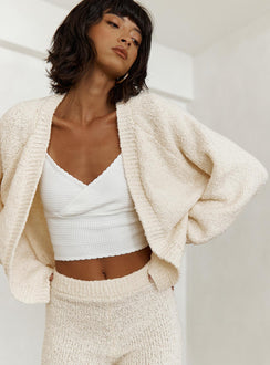 Mittens Boucle Cardigan Cream Princess Polly  Cropped 