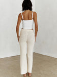 back view of model wearing Princess Polly Night In Boucle Pants Cream High Waisted Pants 