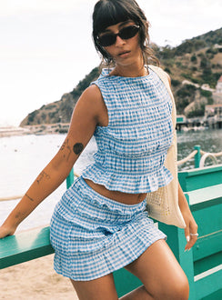 Miss You More Shirred Set Blue