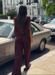 back view of model wearing Princess Polly All Day Straight Leg Sweatpants Wine 