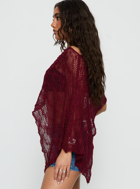 Boni Knit Poncho Wine