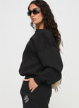 Black Graphic print sweatshirt Crew neckline, drop shoulder