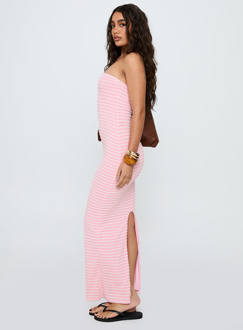 Savins Strapless Maxi Dress Pink Stripe