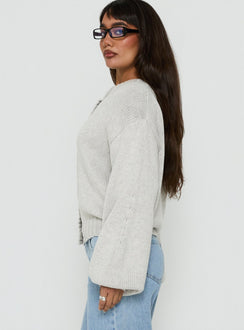 Edern Cardigan Hellgrau meliert