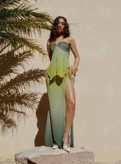 front view of model wearing Princess Polly Star Girl Top Green Ombre Sleeveless Sweetheart 