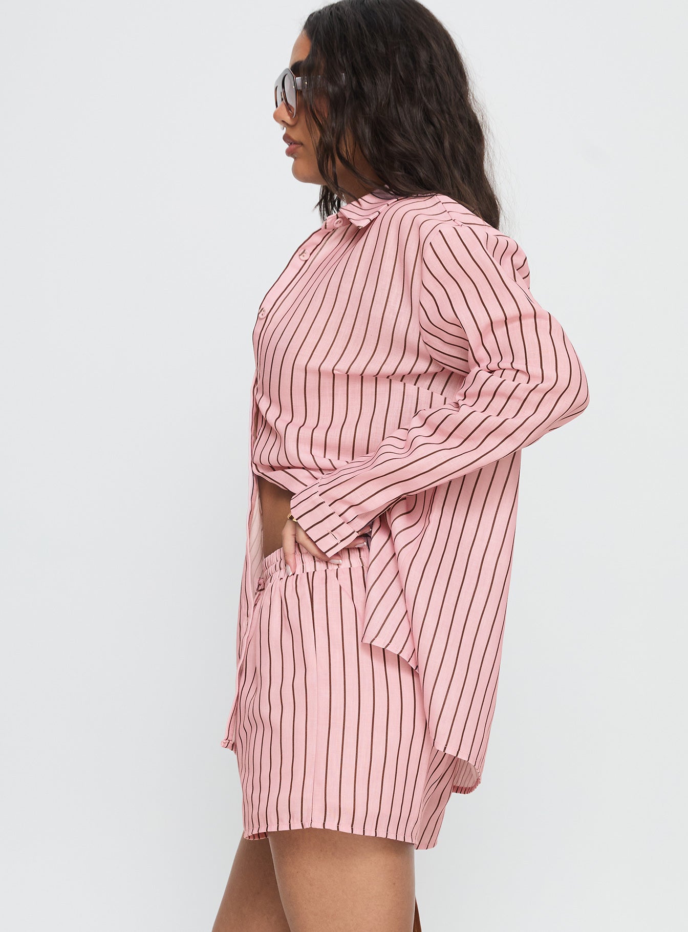 Chloe Set Pink / Brown Stripe