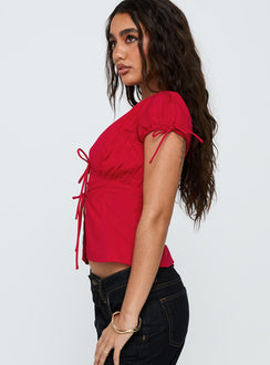 Incomparable Pleated Bust Top Red