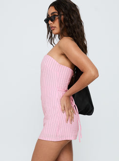 Yumiko Strapless Playsuit Pink
