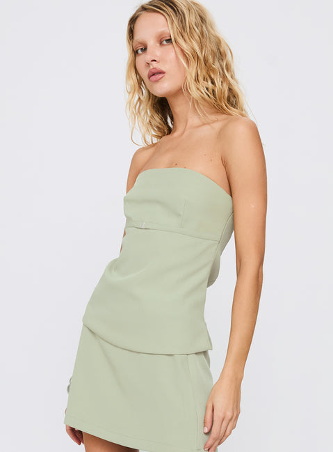 Irresistible Strapless Top Green