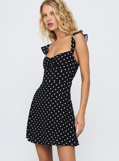 Landon Mini Dress Black / Polka Dot