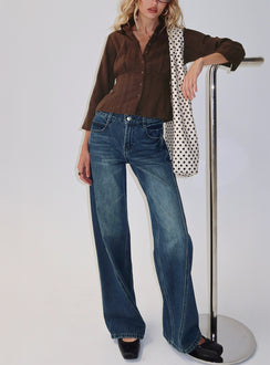 Kellsie High Rise Wide Leg Jeans Dark Blue Wash