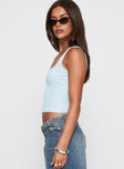 Baseline Square Neck Rib Tank Top Light Blue