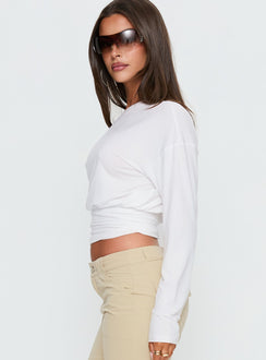 Ashlinn Off Shoulder Long Sleeve Drapey Top White