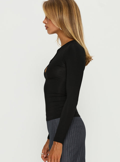 Orlaith Cut Out Long Sleeve Top Black