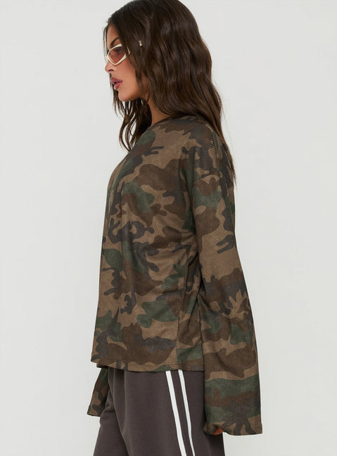 Arlla Waffeljersey Langarmshirt Camo