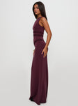 Ultraviolet One Shoulder Lace Maxi Dress Wine