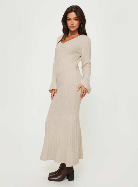 product Princess Polly High Neck  Larne Long Sleeve Maxi Dress Beige