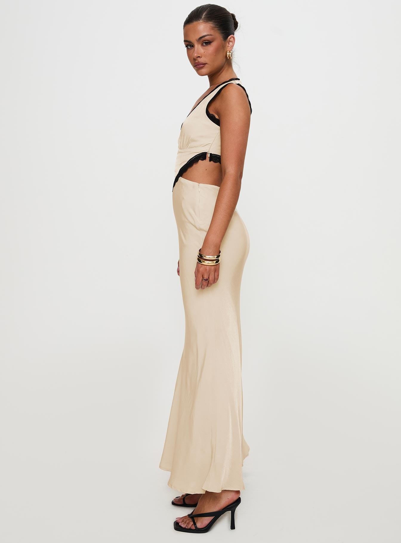 Keila Lace Trim Maxi Dress Cream / Black