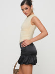 Front view of model wearing  front Ravioli Bubble Hem Mini Skirt Black Princess Polly  Mini Skirts 