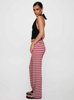 side view of model wearing Princess Polly Dreamgirl Folded Pant Pink Multi Mid Rise Pants 