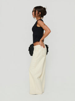 Picco Ultra Low Rise Wide Leg Jeans Creme