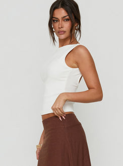 Baseline Rib Boat Neck Low Back Top White