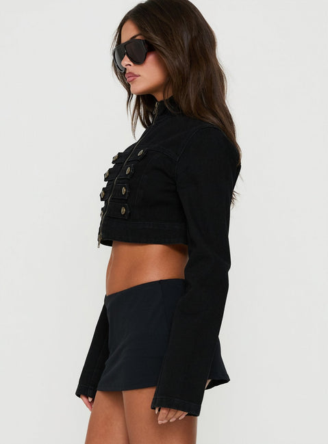 Stage Left Cropped Military Jacket Black